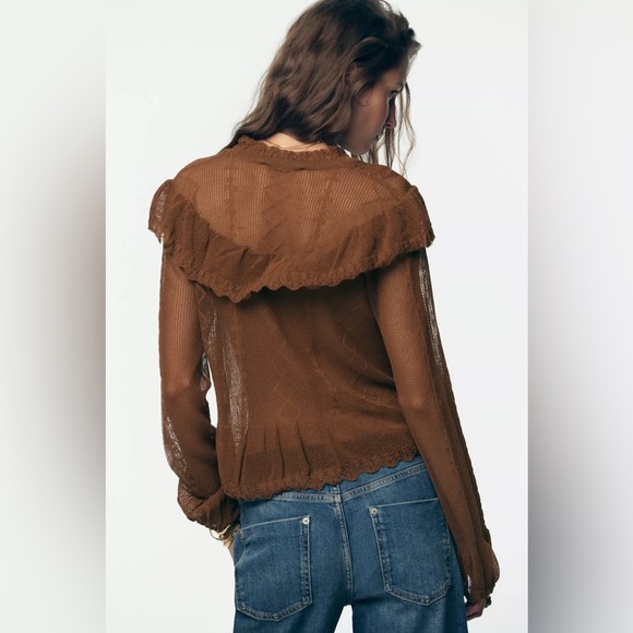 ZARA POINTELLE KNIT ROMANTIC JACKET - Picture 5 of 9